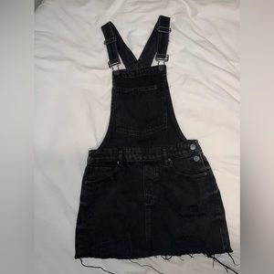 Garage Black Distressed Denim Overall Dress